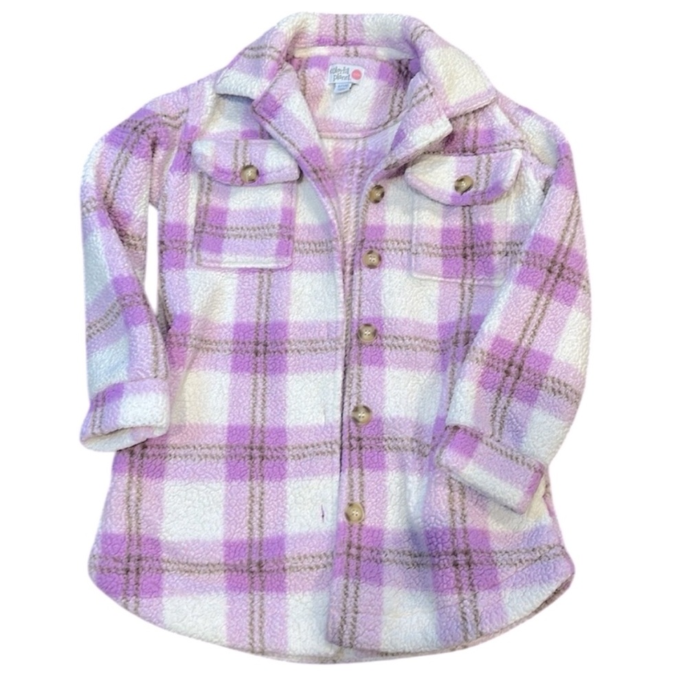 Girls Shacket Colorful Planet Plaid Shacket